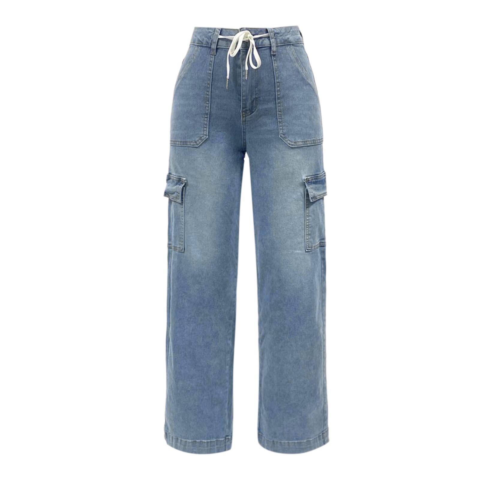 thumbnail image 4 of Pantalones rectos de trabajo para mujer: vaqueros informales con múltiples bolsillos para uso diario, 4 of 5